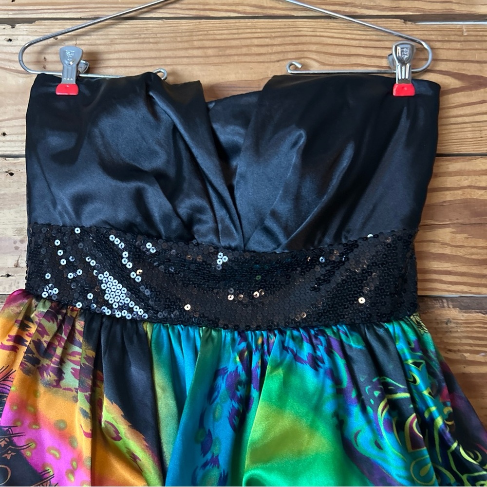 Studio Y Black And Multicolor Strapless Dress - image 3